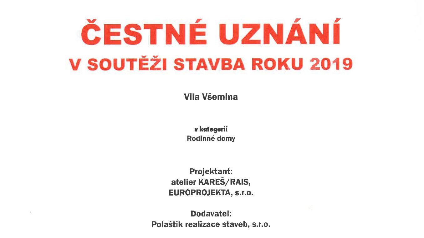 Honourable Mention of the Zlín Region 2019