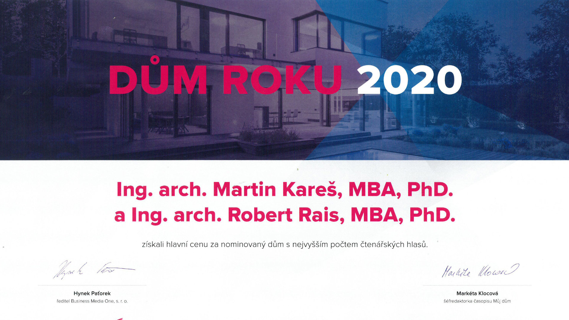 Dům roku - absolutní vítěz stavby 2020