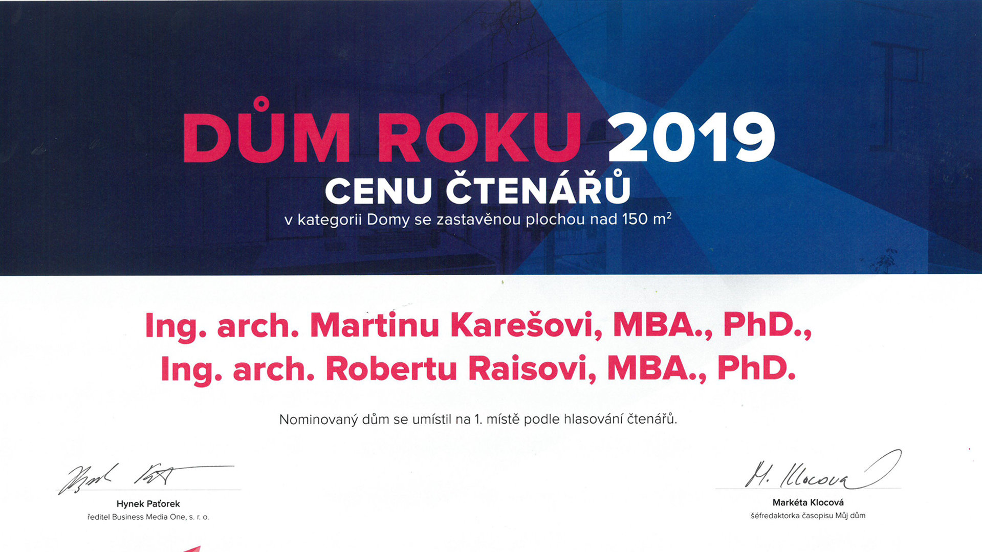 Dům roku - cena čtenářů 2019